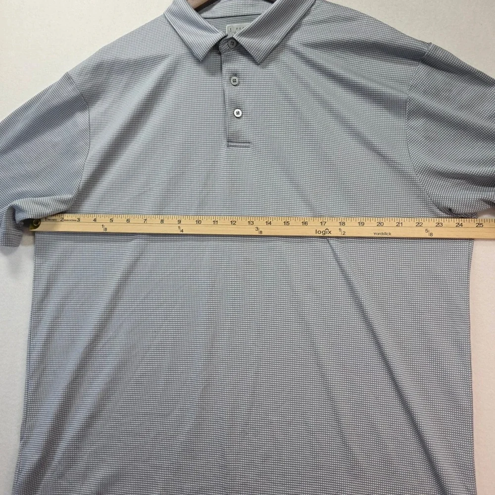 PGA‎ TOUR Men's Golf Polo Shirt XL Gray Micro Check Short Sleeve 100% Polyester